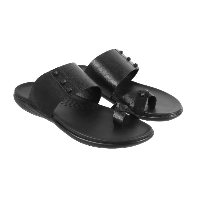 Mochi Men Black Casual Slippers