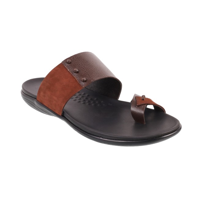Mochi Men Brown Casual Slippers