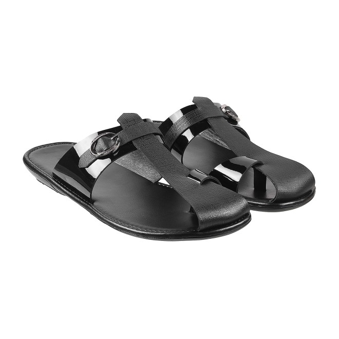 Mochi Men Black Casual Slippers