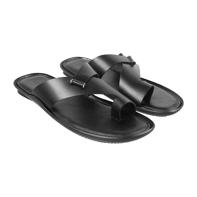 Mochi Men Black Casual Slippers