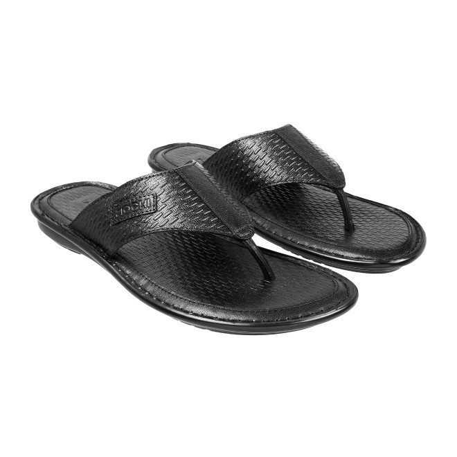 Mochi Men Black Casual Slippers