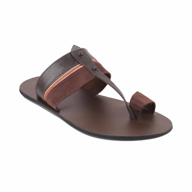 Mochi Men Brown Ethnic Slippers (SKU: 16-455-12-40)