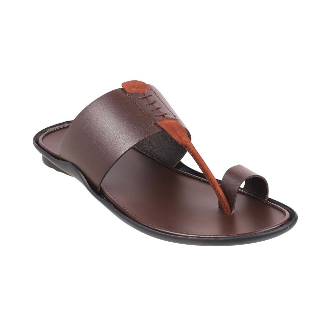 Mochi Men Brown Ethnic Slippers (SKU: 16-637-12-40)
