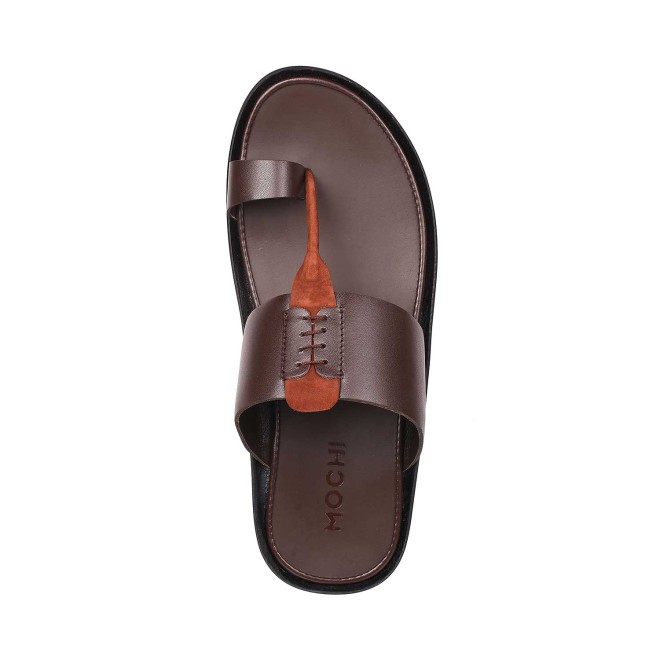 Mochi Men Brown Ethnic Slippers (SKU: 16-637-12-40)