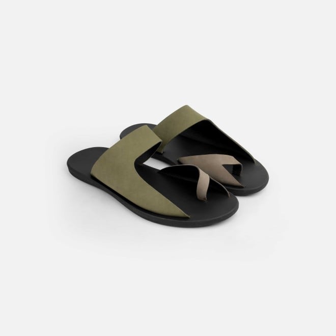 Mochi Men Olive Casual Slippers (SKU: 16-800130-49-40)