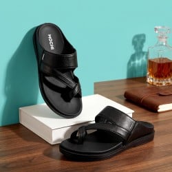 Mochi Men Black Casual Slippers