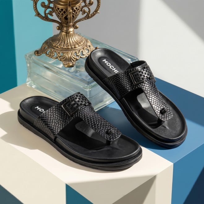 Mochi Men Black Casual Slippers (SKU: 16-801029-11-39)