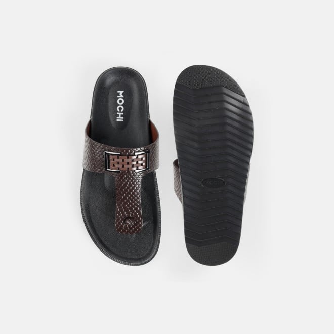 Mochi Men Brown Casual Slippers (SKU: 16-801029-12-40)