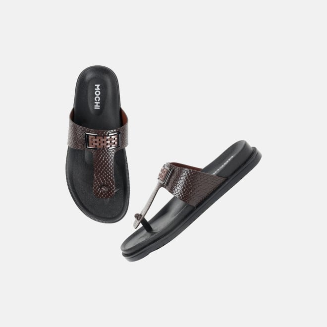 Mochi Men Brown Casual Slippers (SKU: 16-801029-12-40)
