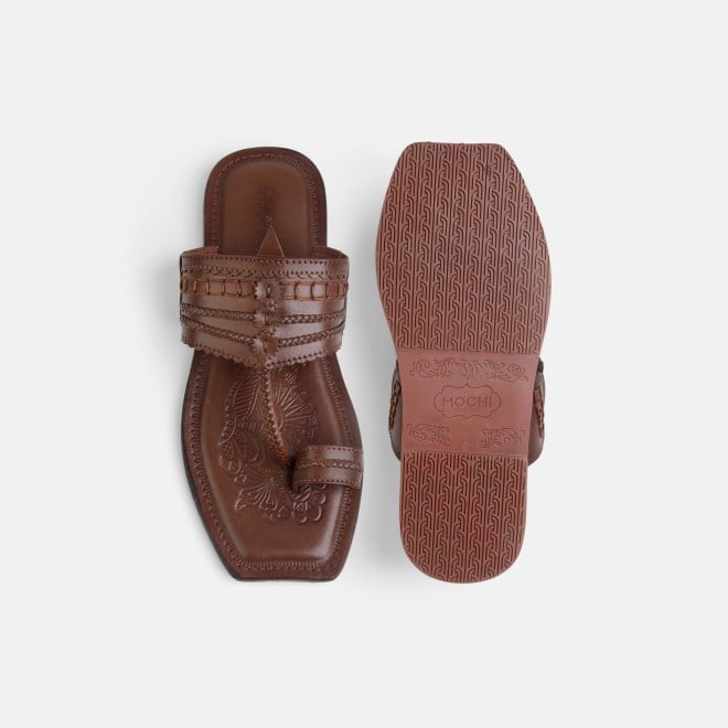 Mochi Men Tan Ethnic Kolhapuris (SKU: 16-801047-23-40)