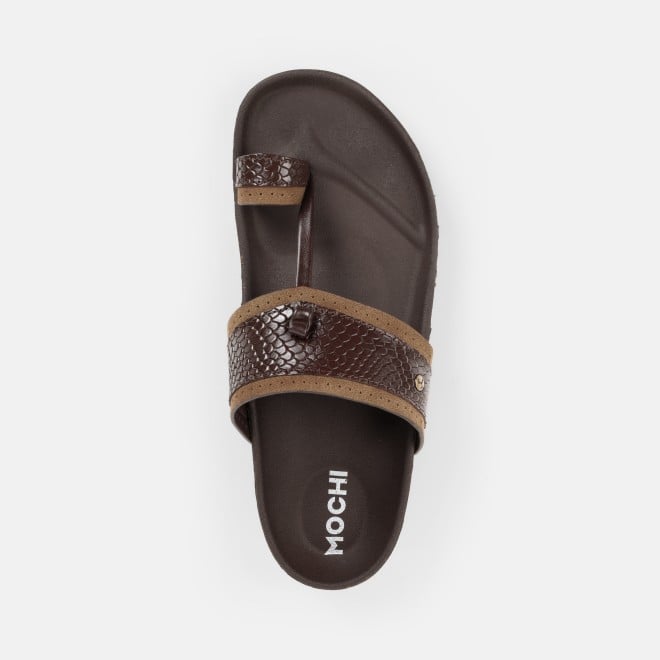 Mochi Men Brown Ethnic Kolhapuris (SKU: 16-801261-12-39)