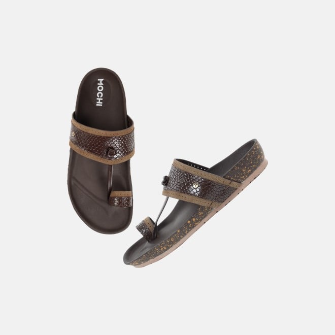 Mochi Men Brown Ethnic Kolhapuris (SKU: 16-801261-12-39)
