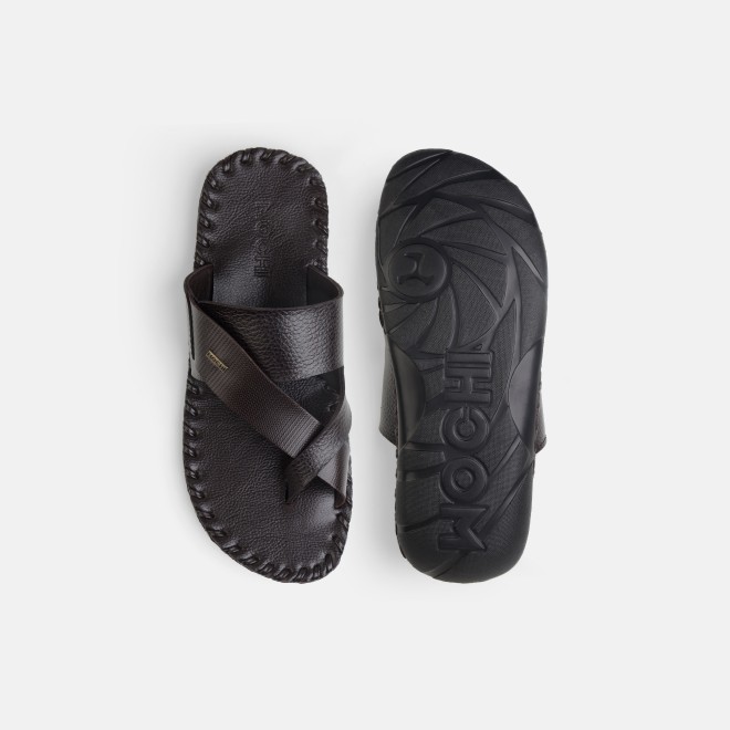 Mochi Men Brown Ethnic Chappals (SKU: 16-809779-12-39)