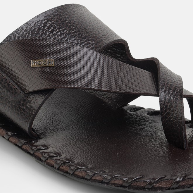 Mochi Men Brown Ethnic Chappals (SKU: 16-809779-12-39)