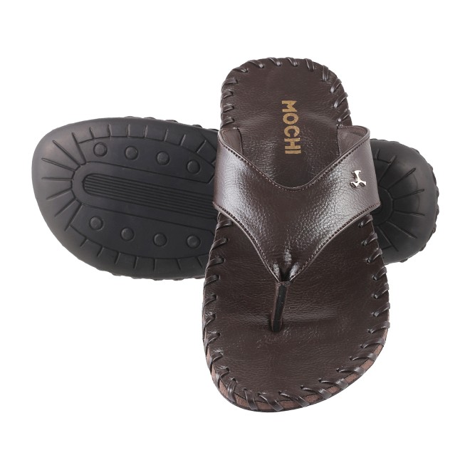 Mochi Men Brown Casual Slippers (SKU: 16-8498L-12-47)