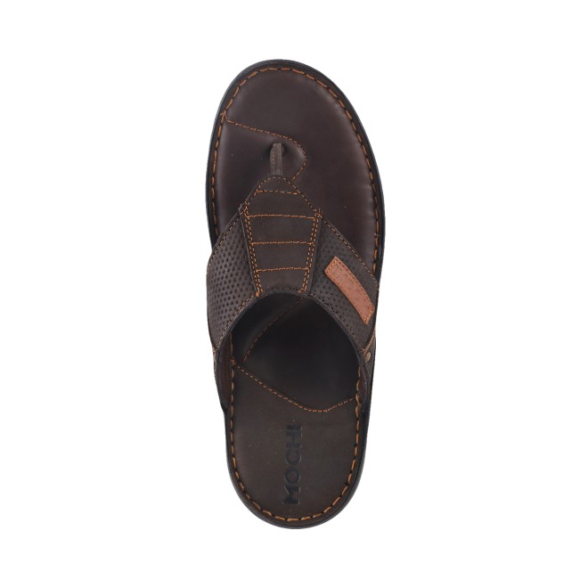 Mochi Men Brown Casual Chappals (SKU: 16-9195L-12-46)