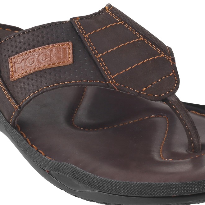 Mochi Men Brown Casual Chappals (SKU: 16-9195L-12-46)