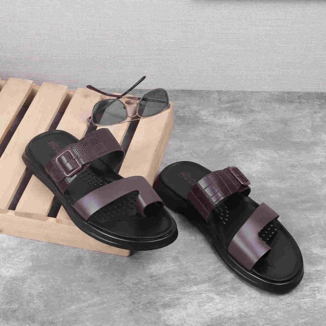 Mochi Men Brown Casual Slippers (SKU: 16-948-12-45)