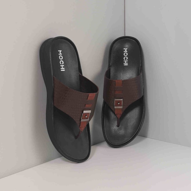 Mochi Men Brown Casual Slippers & Flip Flops (SKU: 16-964-12-42)