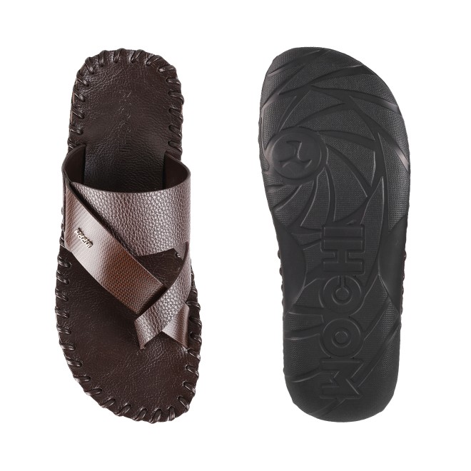 Mochi Men Brown Ethnic Chappals (SKU: 16-9779L-12-46)