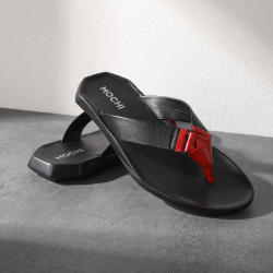 Mochi Men Black Casual Slippers