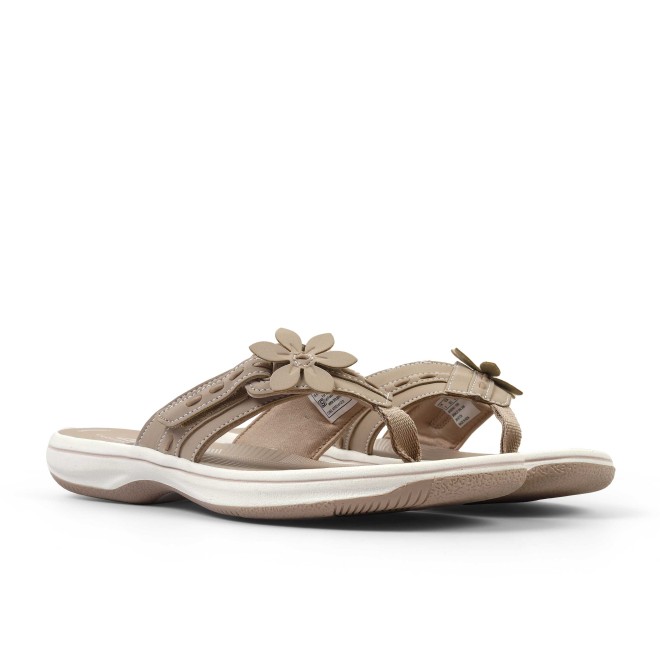 Clarks Women Beige-suede Casual Slippers (SKU: 161-1617-37-3)