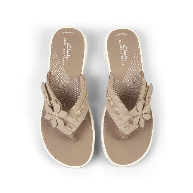 Clarks Women Beige-suede Casual Slippers (SKU: 161-1617-37-3)