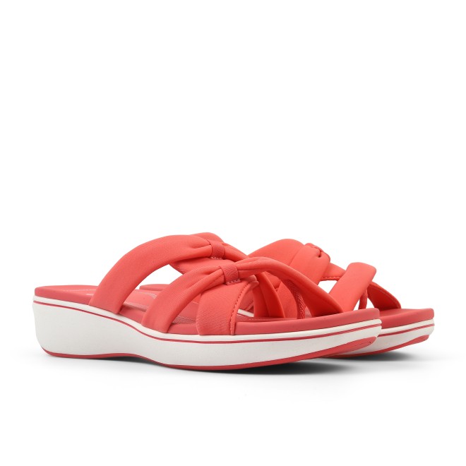 Clarks Women White-red Casual Slippers (SKU: 161-1619-93-4)