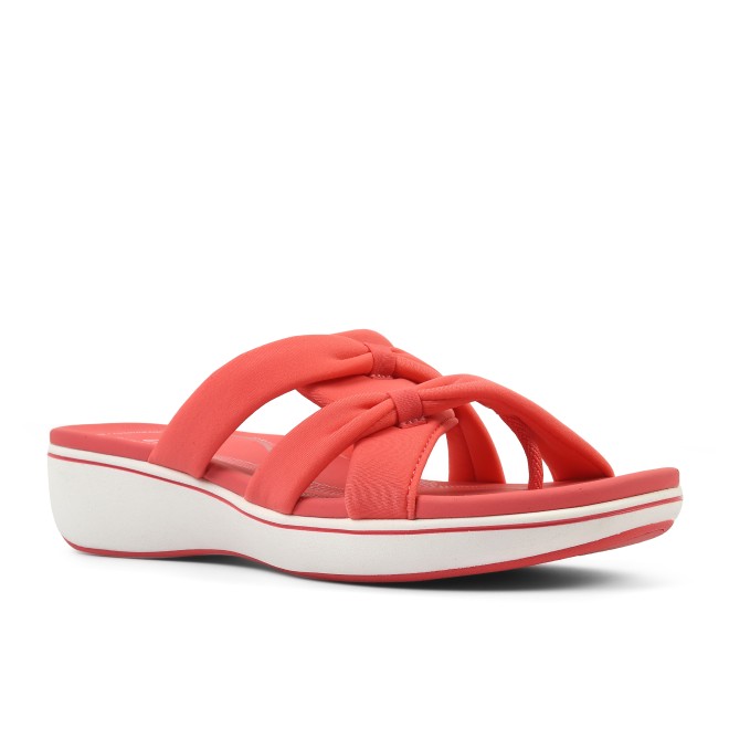 Clarks Women White-red Casual Slippers (SKU: 161-1619-93-4)