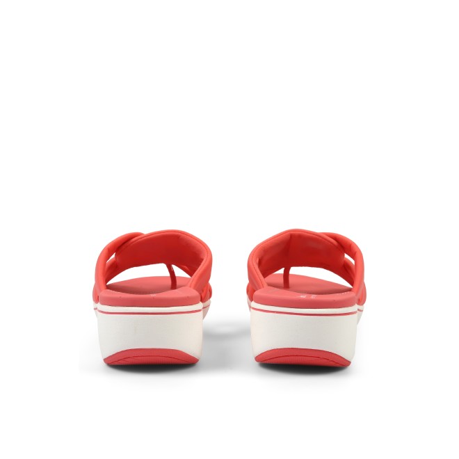 Clarks Women White-red Casual Slippers (SKU: 161-1619-93-4)