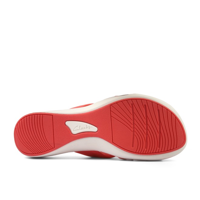 Clarks Women White-red Casual Slippers (SKU: 161-1619-93-4)