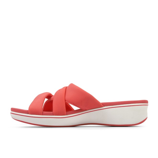 Clarks Women White-red Casual Slippers (SKU: 161-1619-93-4)