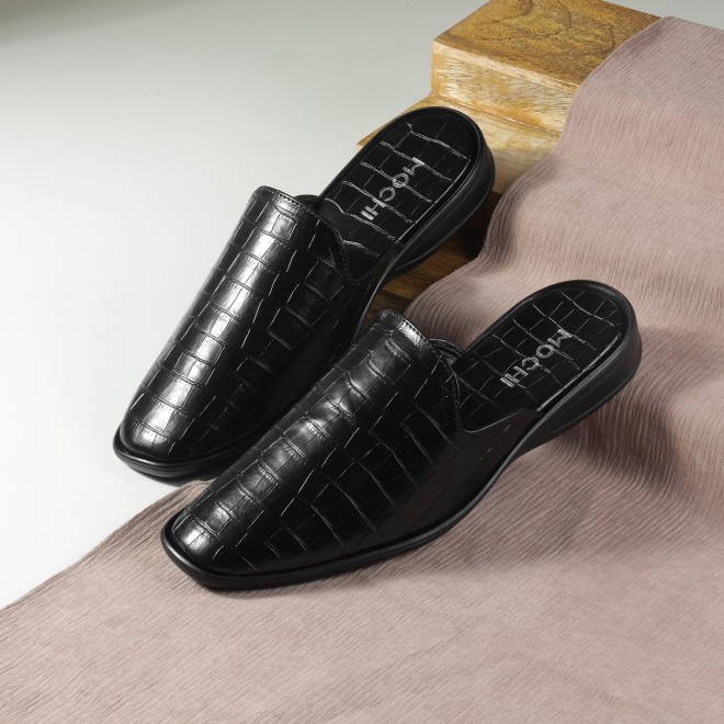 Mochi Men Black Ethnic Slip Ons