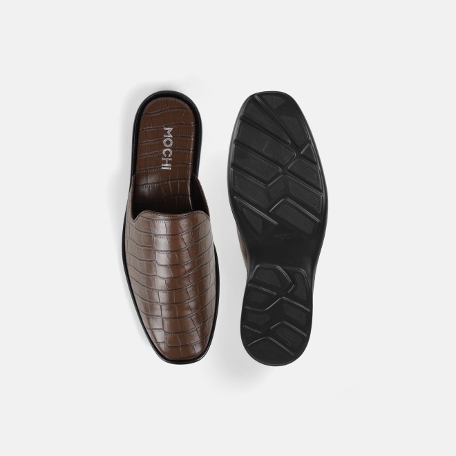 Mochi Men Brown Ethnic Slip Ons (SKU: 18-1058-12-40)
