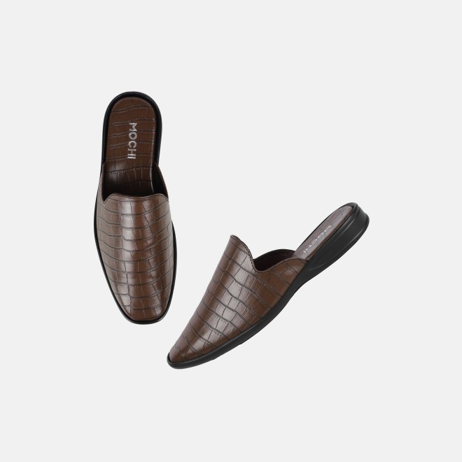 Mochi Men Brown Ethnic Slip Ons (SKU: 18-1058-12-40)