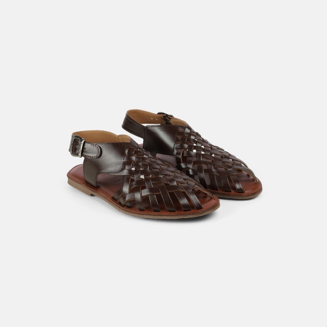 Mochi Men Brown Ethnic Sandals (SKU: 18-1122-12-40)