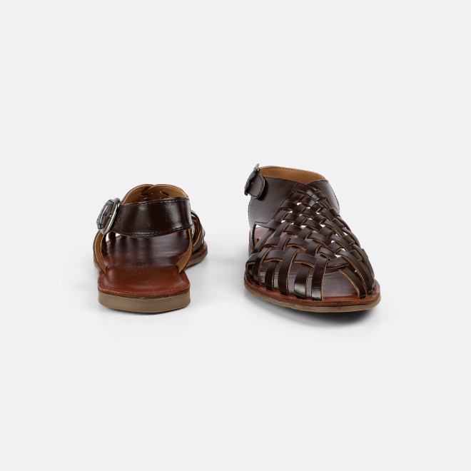 Mochi Men Brown Ethnic Sandals (SKU: 18-1122-12-40)