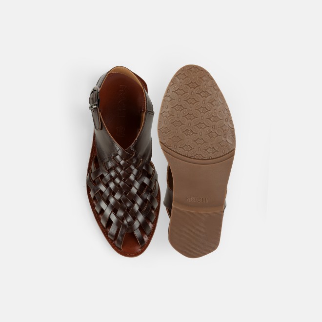 Mochi Men Brown Ethnic Sandals (SKU: 18-1122-12-40)