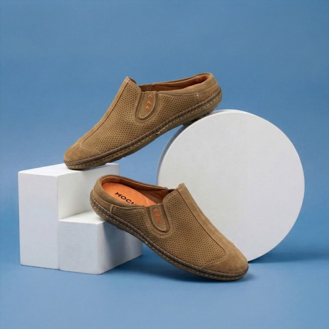 Mochi Men Tan Casual Slip Ons