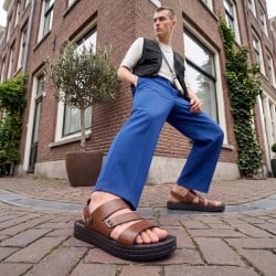 Mochi Men Brown Casual Sandals
