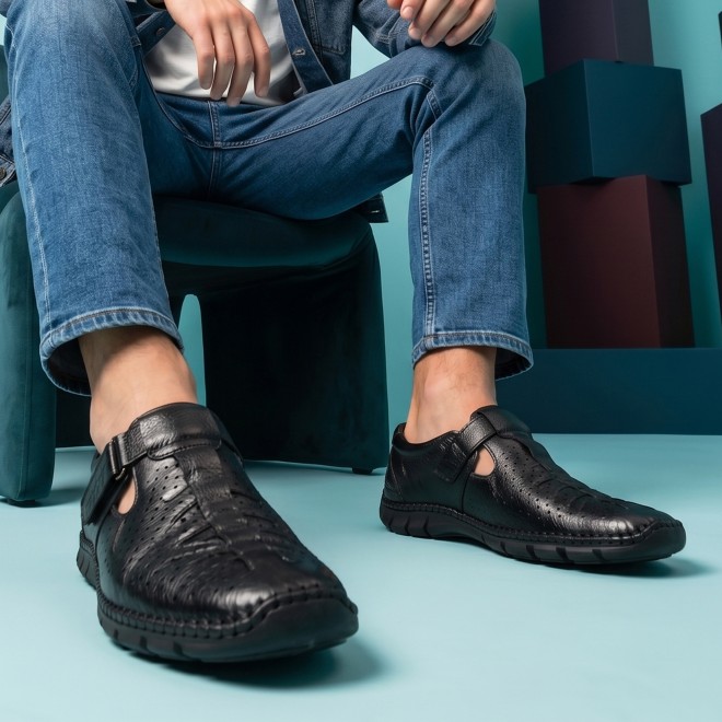 Mochi Men Black Ethnic Sandals (SKU: 18-1168-11-40)