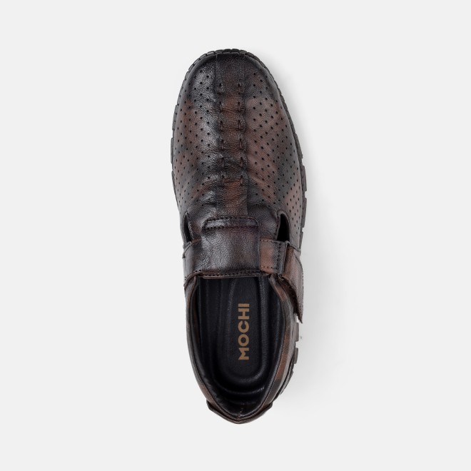 Mochi Men Brown Ethnic Sandals (SKU: 18-1168-12-40)