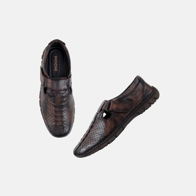 Mochi Men Brown Ethnic Sandals (SKU: 18-1168-12-40)