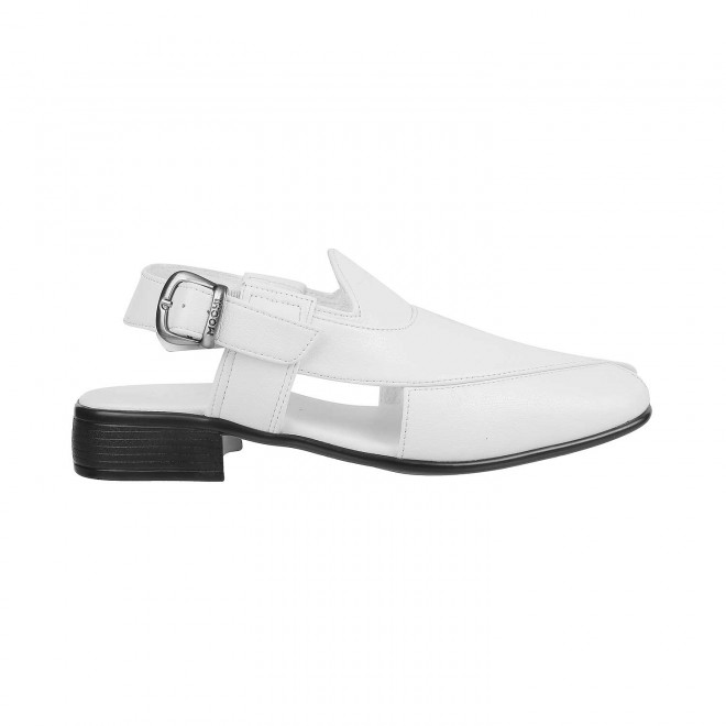Mochi Men White Ethnic Pathani Sandals (SKU: 18-1359-16-43)