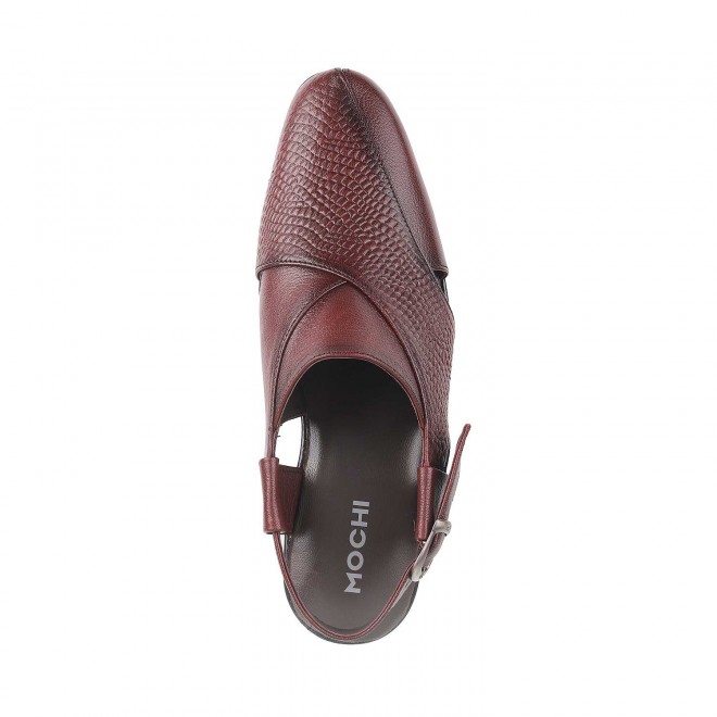 Mochi Men Maroon Ethnic Pathani Sandals (SKU: 18-1414-44-40)