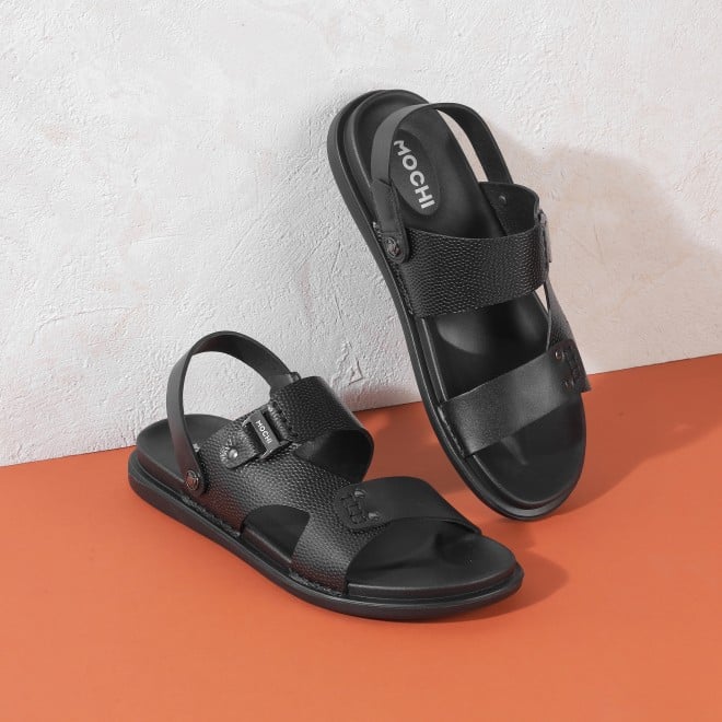 Mochi Men Black Casual Sandals