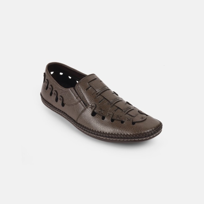 Mochi Men Brown Ethnic Sandals