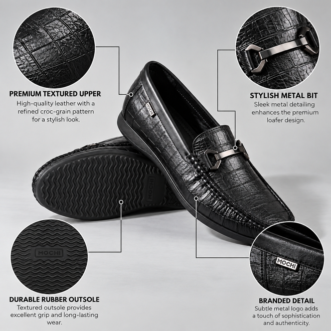 Mochi Men Black Formal Slip-Ons (SKU: 19-436-11-40)