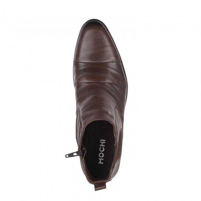 Mochi Men Brown Formal Boots (SKU: 19-6457-12-41)