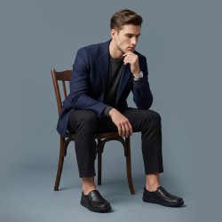 Mochi Men Black Casual Moccasin